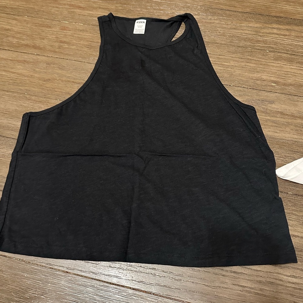 PINK Black COTTON CROPPED RACERBACK TANK TOPS XL